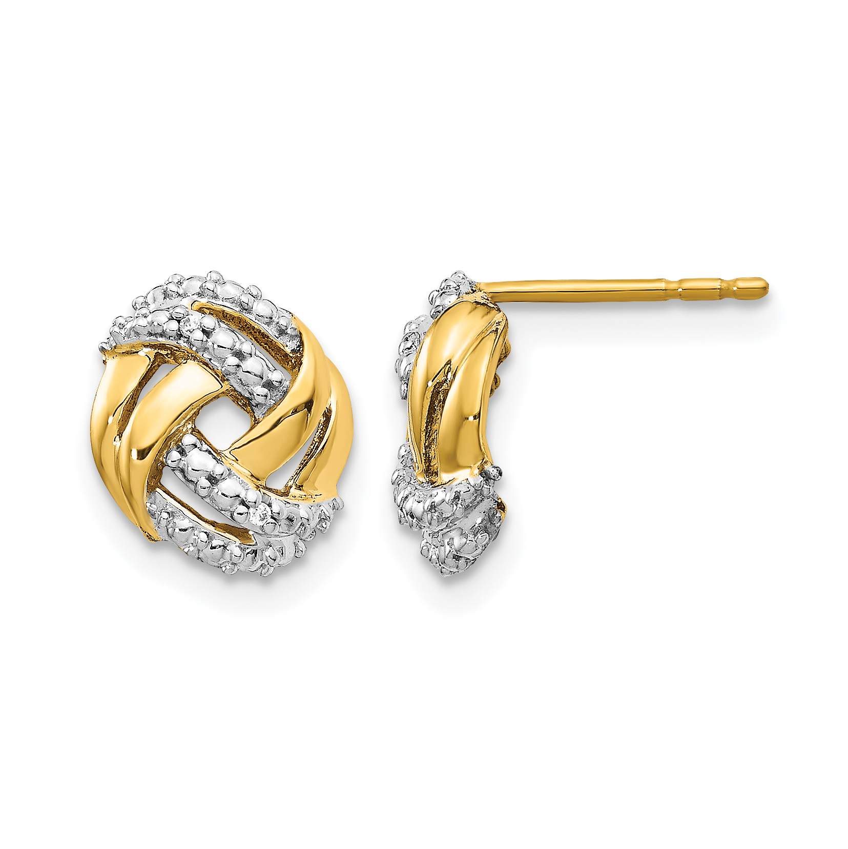 14k Diamond w/Rhodium Accents Round Post Earrings (EM5509-001-YA)