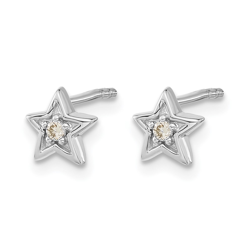 14k White Gold Diamond Star Post Earrings (EM5510-005-WA)