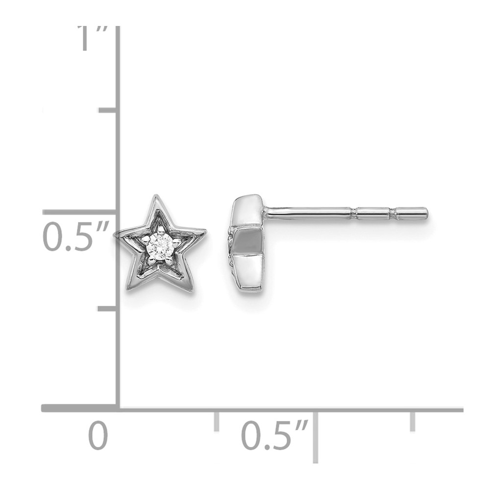 14k White Gold Diamond Star Post Earrings (EM5510-005-WA)