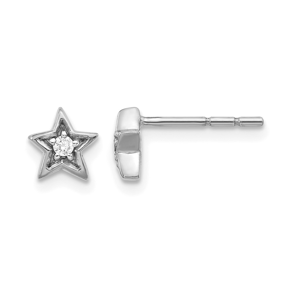 14k White Gold Diamond Star Post Earrings (EM5510-005-WA)