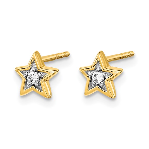 Gold Diamond Star Post Earrings