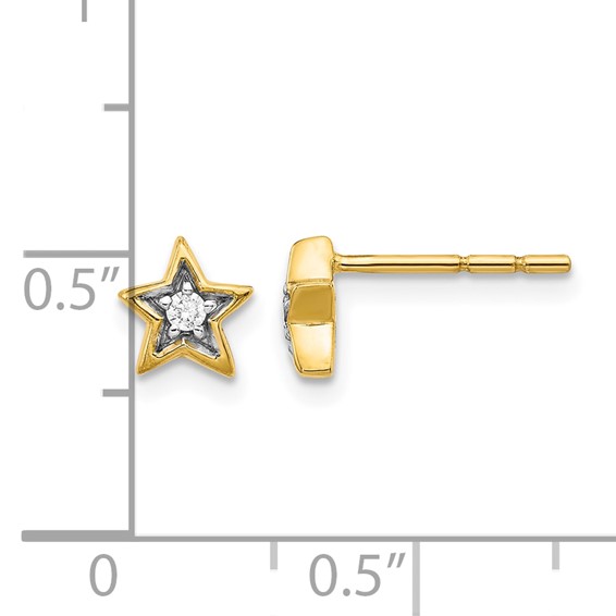 Gold Diamond Star Post Earrings