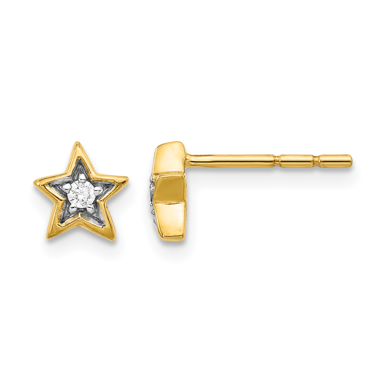 14k Gold Diamond Star Post Earrings (EM5510-005-YA)