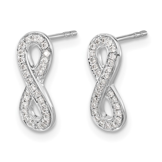 14k White Gold 1/6 carat Diamond Infinity Post Earrings