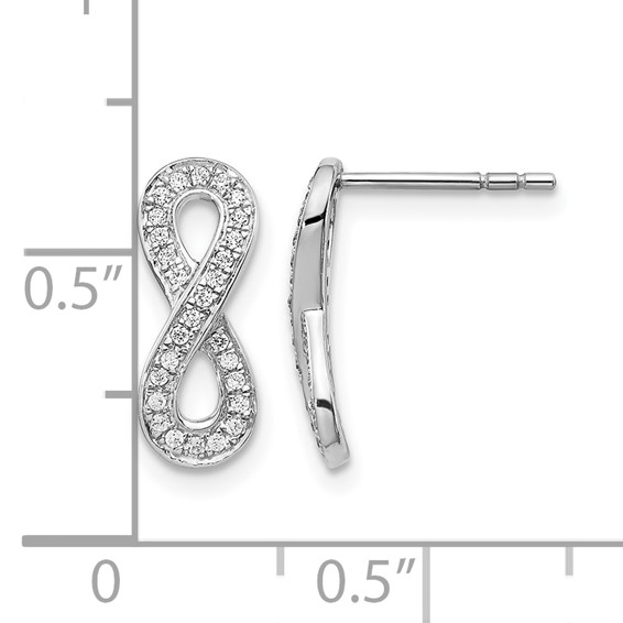 14k White Gold 1/6 carat Diamond Infinity Post Earrings