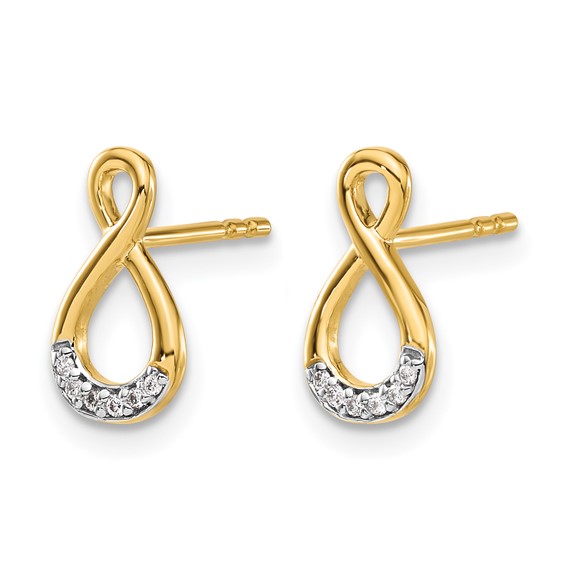 Gold Diamond Infinity Post Earrings