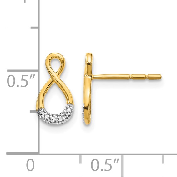 Gold Diamond Infinity Post Earrings