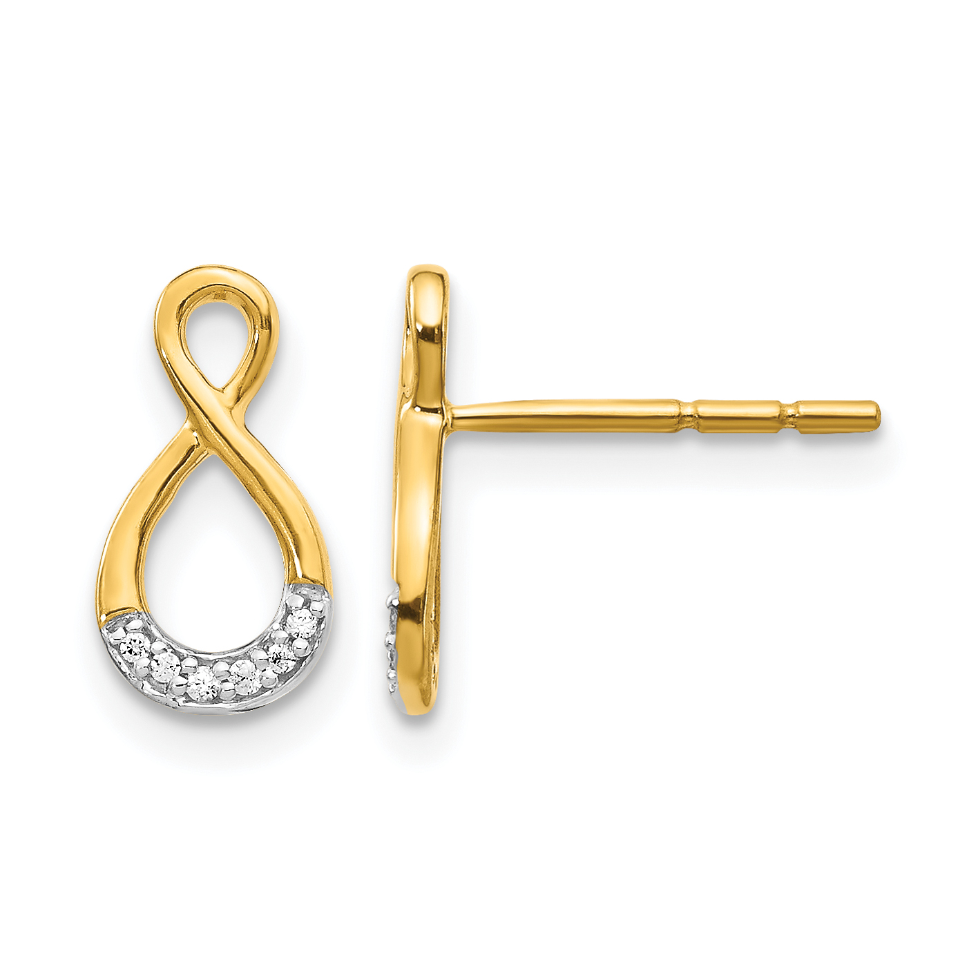 14k and Rhodium Diamond Twisted Post Earrings (EM5515-005-YA)