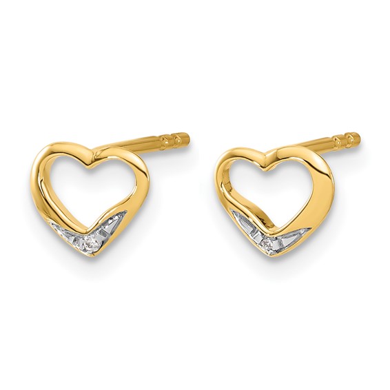 Gold Diamond Heart Post Earrings