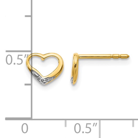Gold Diamond Heart Post Earrings