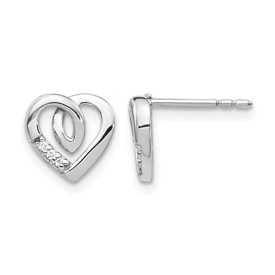 Diamond Heart Post Earrings