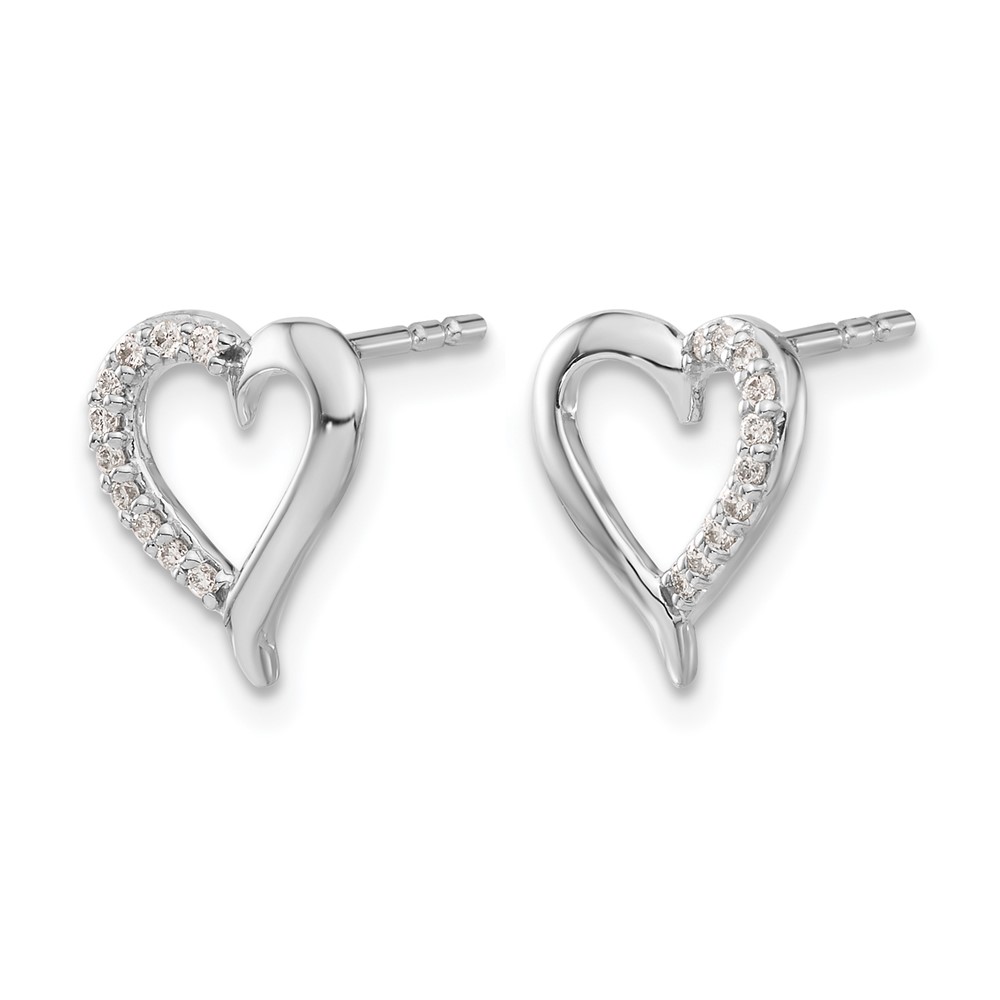 14k White Gold 1/10 carat Lab Grown Diamond VS/SI+ G+ Complete Heart Post Earrings (EM5521-010-WLG)