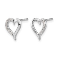 14K White Gold 0.10 Carat Lab Grown Diamond VS SI+ G+ Complete Heart Post Earrings view 2