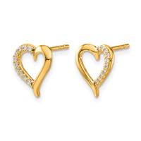 14K Yellow Gold 0.10 Carat Lab Grown Diamond VS SI+ G+ Complete Heart Post Earrings view 2