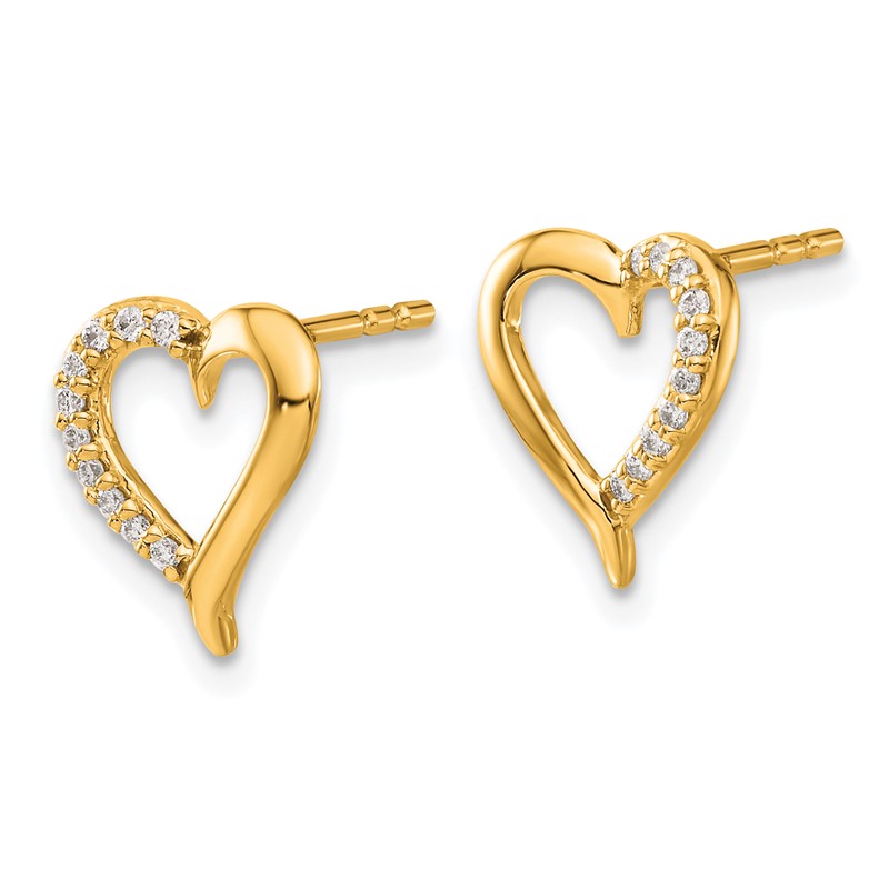 14k Two Tone 1/10 carat Lab Grown Diamond VS/SI+ G+ Complete Heart Post Earrings