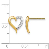 14K Yellow Gold 0.10 Carat Lab Grown Diamond VS SI+ G+ Complete Heart Post Earrings view 4