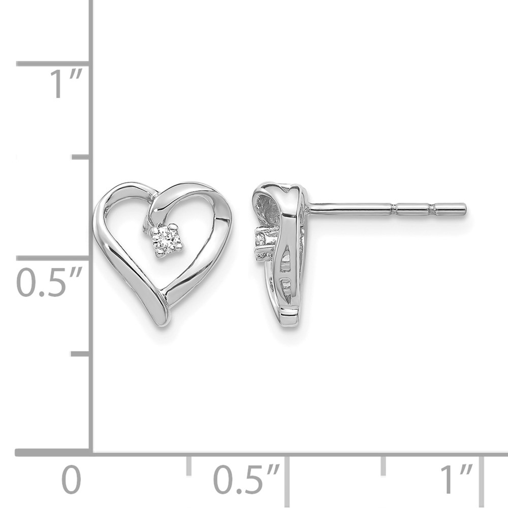 14k White Gold AA Diamond Heart Earrings (EM5522-005-WA)