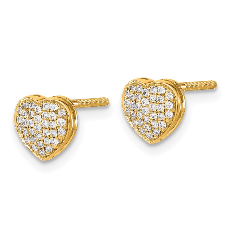 14K Lab Grown VS/SI+ G+ Dia Heart Screwback Post Earrings