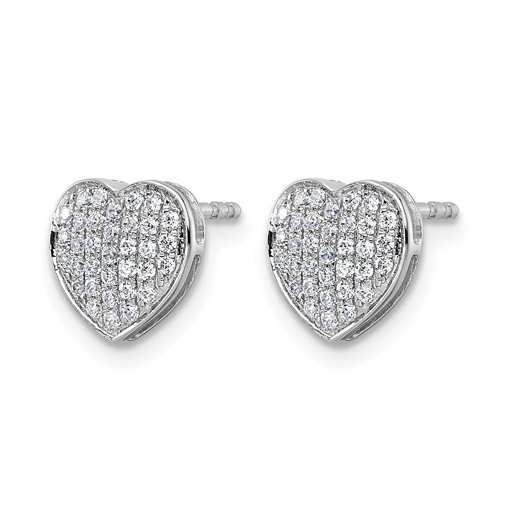 14k White Gold Diamond Heart Post Earrings (EM5525-033-WA)