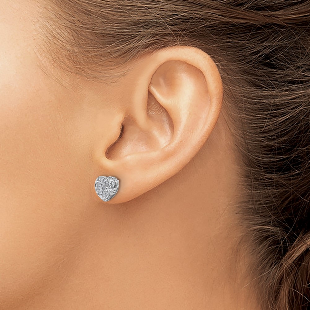 14k White Gold Diamond Heart Post Earrings (EM5525-033-WA)