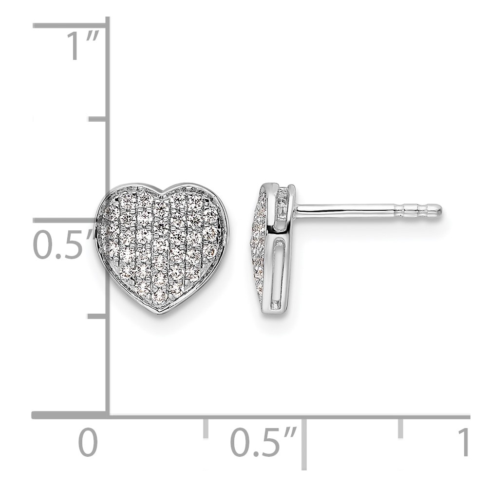 14k White Gold Diamond Heart Post Earrings (EM5525-033-WA)