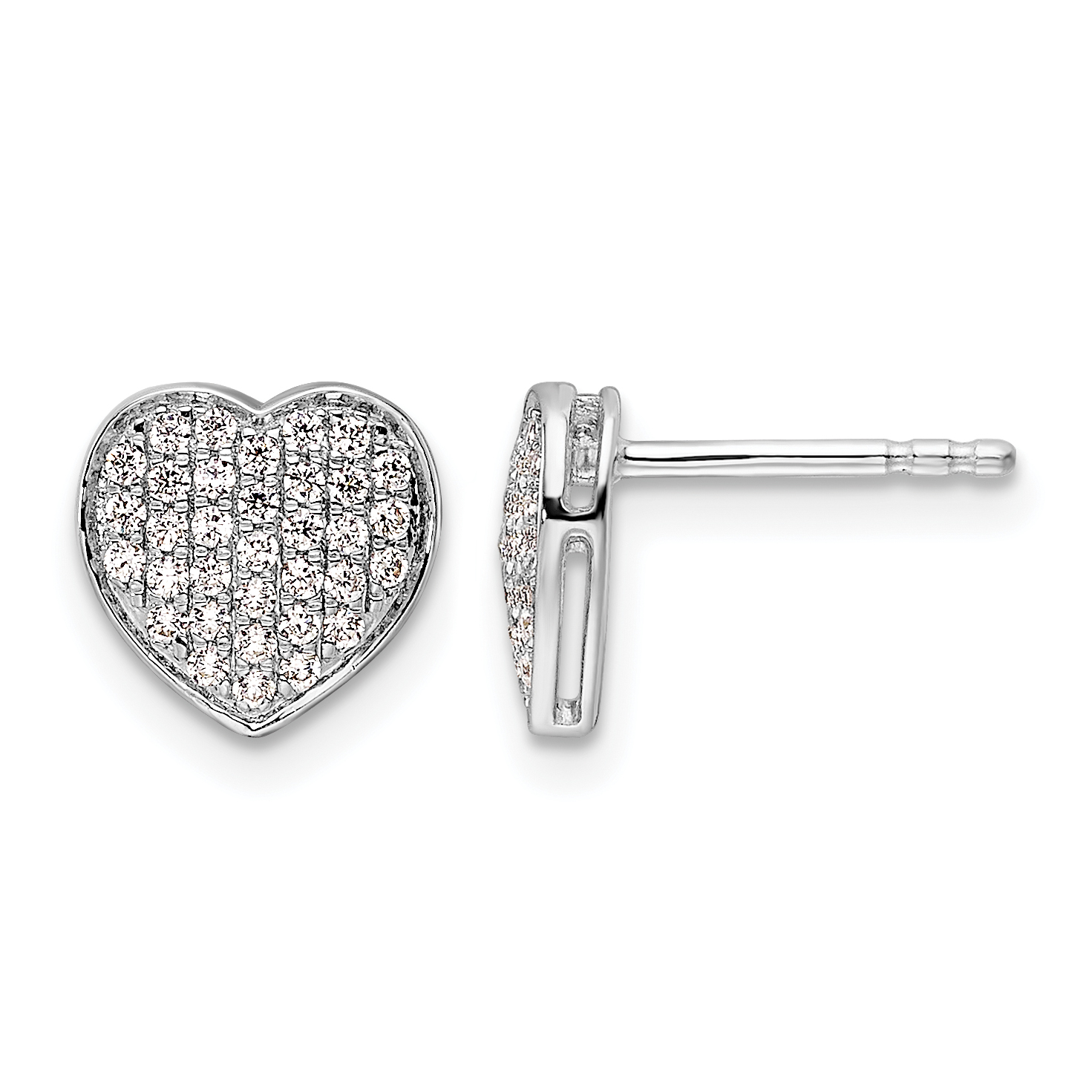 14k White Gold Diamond Heart Post Earrings (EM5525-033-WA)
