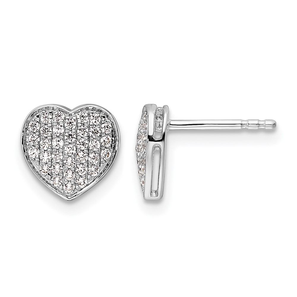 14k White Gold Diamond Heart Post Earrings (EM5525-033-WA)