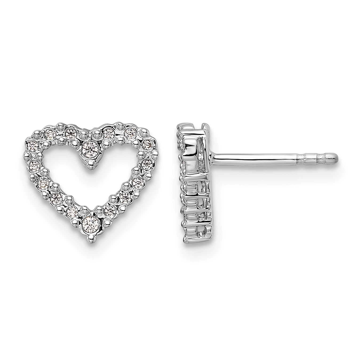 14k White Gold Diamond Heart Earrings (EM5529-010-WA)