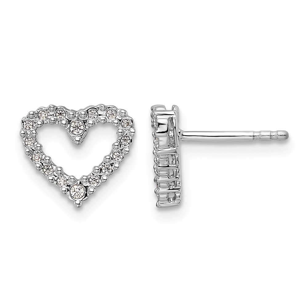 14k White Gold Diamond Heart Earrings (EM5529-010-WA)