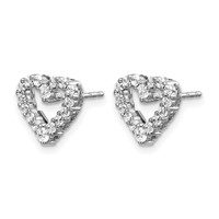 10K White Gold 0.50 Carat Lab Grown Diamond VS SI+ G+ Complete Heart Post Earrings view 2