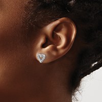10K White Gold 0.50 Carat Lab Grown Diamond VS SI+ G+ Complete Heart Post Earrings view 3
