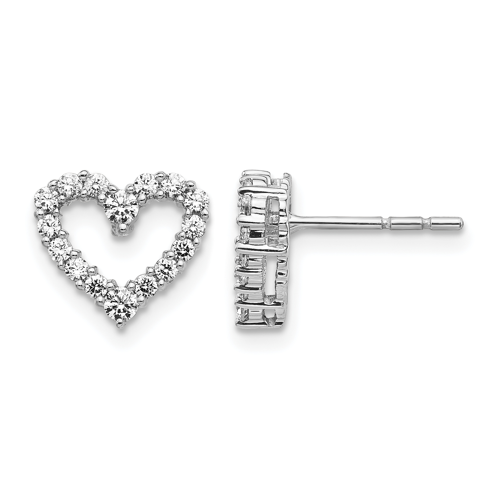 10k White Gold 1/2 carat Lab Grown Diamond VS/SI+ G+ Complete Heart Post Earrings (EM5529-050-0WLG)