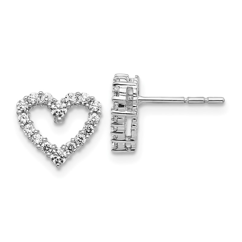 10k White Gold 1/2 carat Lab Grown Diamond VS/SI+ G+ Complete Heart Post Earrings