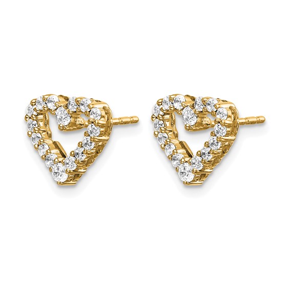 14k Yellow Gold Diamond Heart Earrings-Mtgs Only-No dias