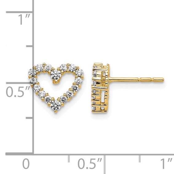 14k Yellow Gold Diamond Heart Earrings-Mtgs Only-No dias