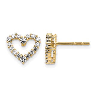 14k Yellow Gold Diamond Heart Earrings-Mtgs Only-No dias