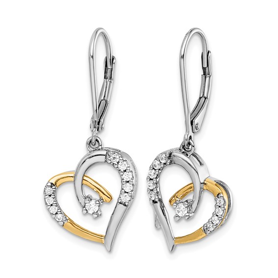 Diamond Heart Leverback Earrings
