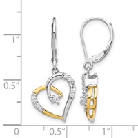 14K Two Tone 0.20 Carat Lab Grown Diamond VS SI+ G+ Complete Dangle Heart Leverback Earrings view 4