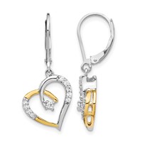 14K Two Tone 0.20 Carat Lab Grown Diamond VS SI+ G+ Complete Dangle Heart Leverback Earrings view 1