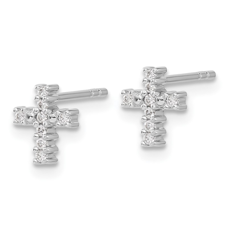 14k White Gold 1/10 carat Lab Grown Diamond VS/SI+ G+ Cross Post Earrings