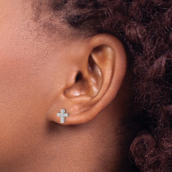 Diamond Cross Post Earrings