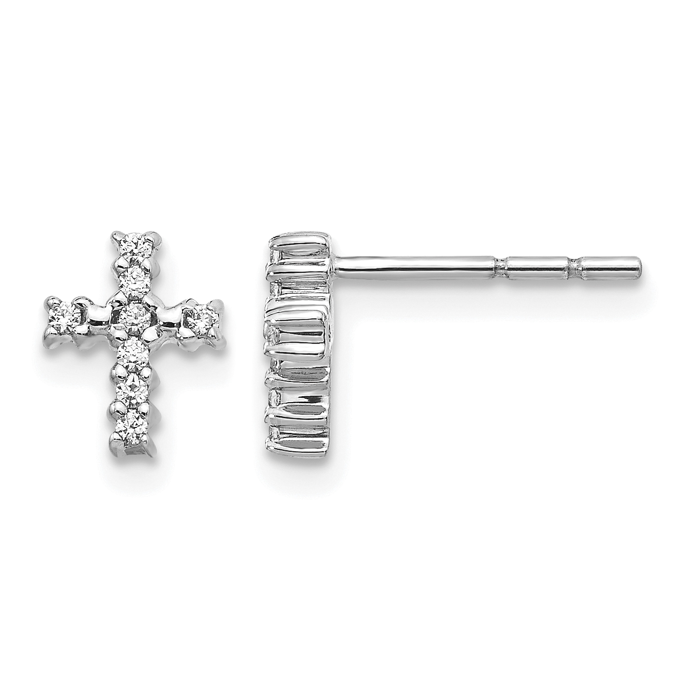 14k White Gold Polished Diamond Cross Post Earrings (EM5533-010-WA)