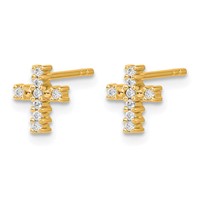 14K Yellow Gold 0.10 Carat Lab Grown Diamond VS SI+ G+ Cross Post Earrings view 2