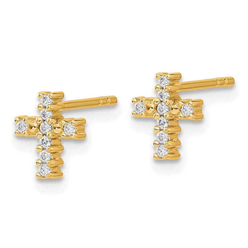 14k 1/10 carat Lab Grown Diamond VS/SI+ G+ Cross Post Earrings