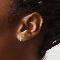14K Yellow Gold 0.10 Carat Lab Grown Diamond VS SI+ G+ Cross Post Earrings view 3