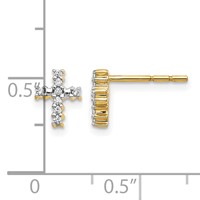 14K Yellow Gold 0.10 Carat Lab Grown Diamond VS SI+ G+ Cross Post Earrings view 4