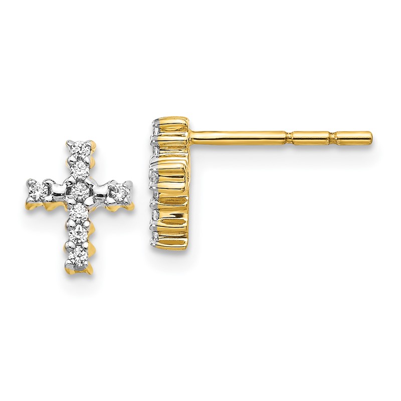 14k 1/10 carat Lab Grown Diamond VS/SI+ G+ Cross Post Earrings