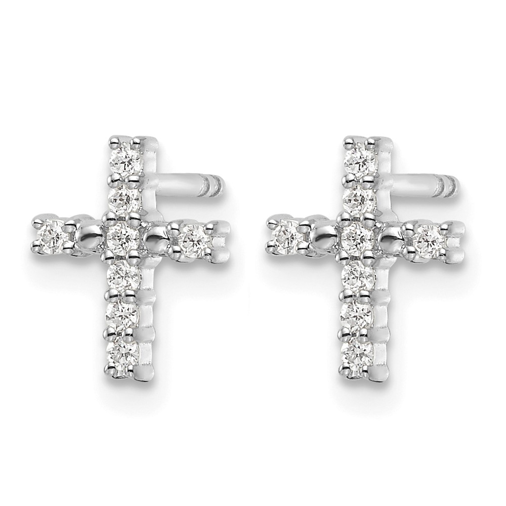 14k White Gold Polished Diamond Cross Post Earrings (EM5533-015-WA)