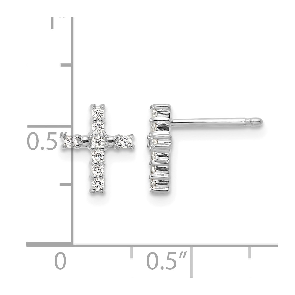 14k White Gold Polished Diamond Cross Post Earrings (EM5533-015-WA)