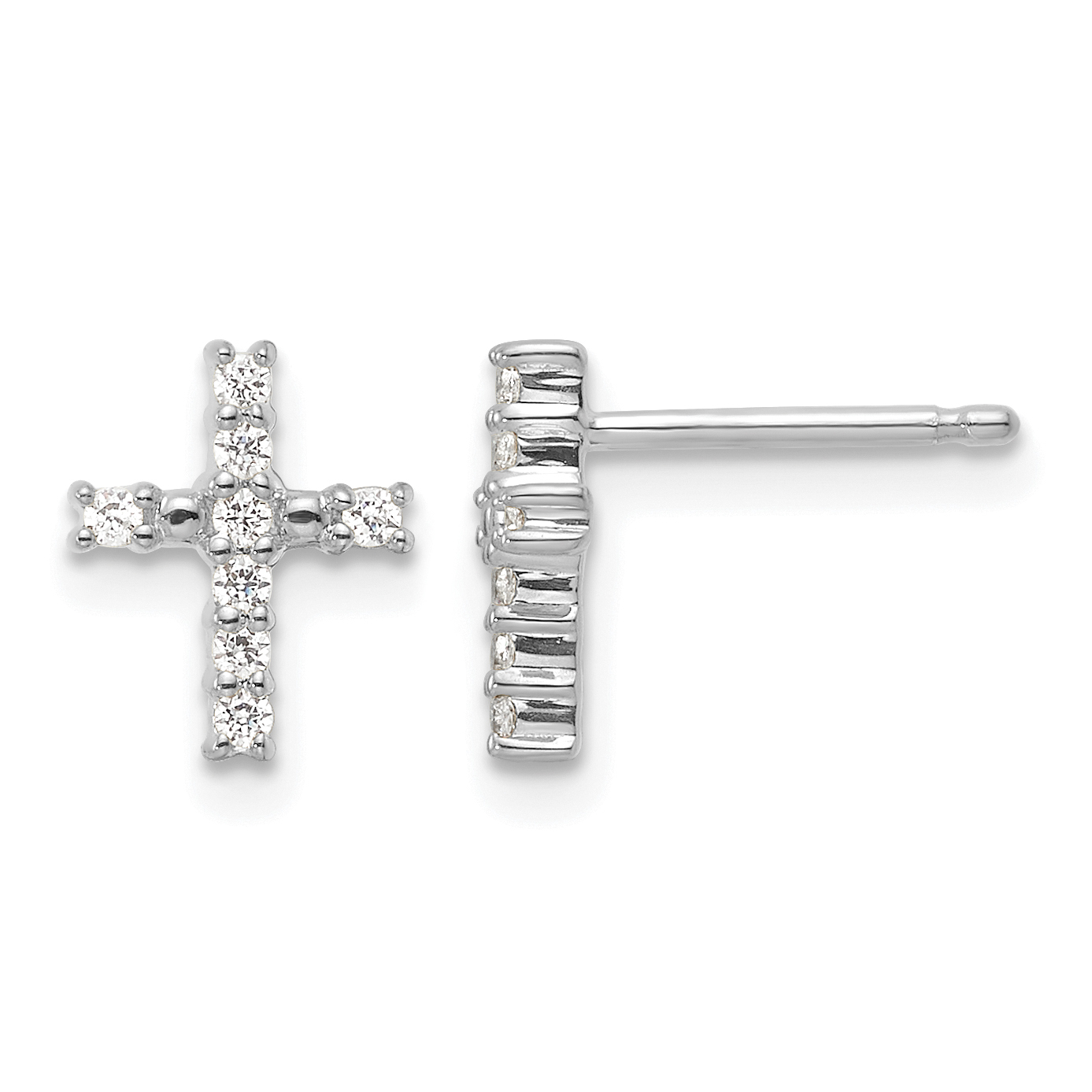 14k White Gold Polished Diamond Cross Post Earrings (EM5533-015-WA)
